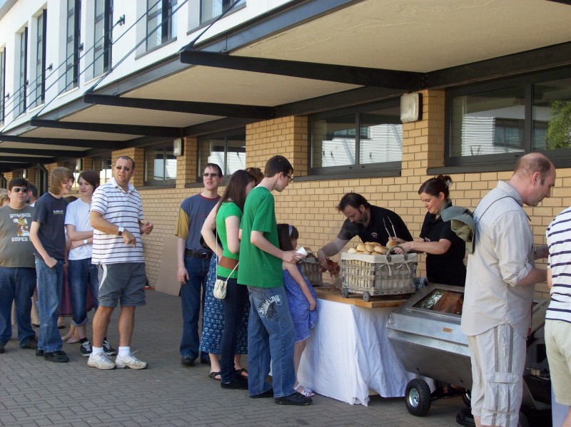The Queue for the Hog Roast (with vegetarian option!)